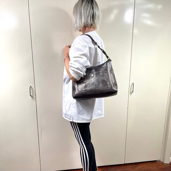 Coach Metallic Gray Shoulder Bag - Picture 14 of 15